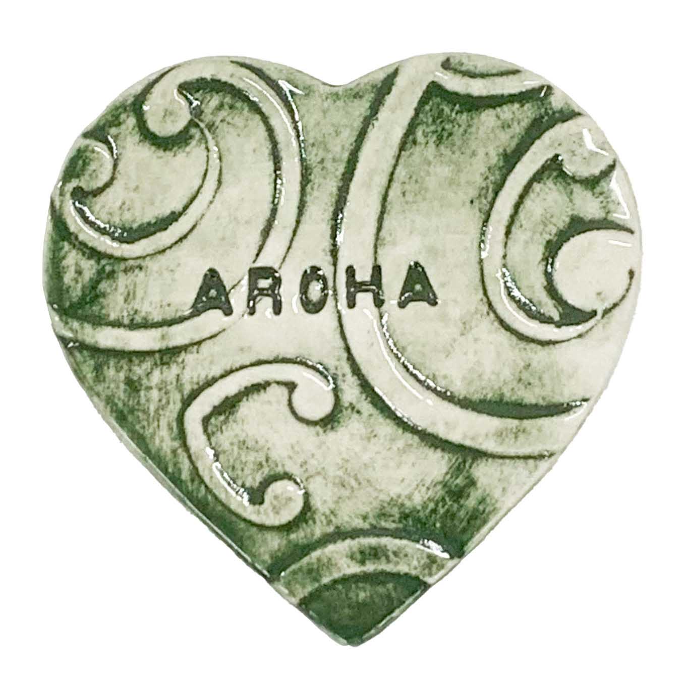 Borrowed Earth Kowhaiwhai Heart Small - Aroha Dark Green